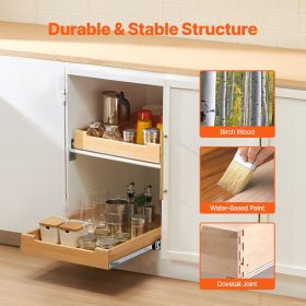 Pull Out Cabinet Organizer, 17"W x 21"D Cabinet Drawer, Soft Close Slide out Shelf, Heavy-Duty Sliding Wood Drawer, Bottom and Side Assembly Base Cabi