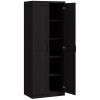 63" 2-Door Kitchen Pantry, Freestanding Cabinet with 2 Adjustable Shelves for Dining Room, Cinnamon Black Wood Grain