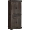 71" Coffee Tall Kitchen Pantry with 4 Doors, 2 Large Cabinets & Drawer for Efficient Storage