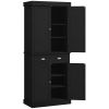 72" Freestanding Kitchen Pantry Cabinet, Black, Ample Storage Space, Elegant Design