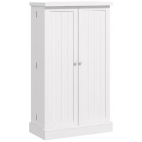 Freestanding Kitchen Pantry Cabinet White with 5-Tier Shelf 12 Spice Rack Adjustable Shelves