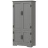 49" Floor Cabinet with Large Space, Farmhouse Pantry Storage w/ Adjustable Shelves, Cupboard for Home, Dining Room, Gray
