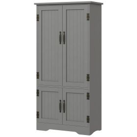 49" Floor Cabinet with Large Space, Farmhouse Pantry Storage w/ Adjustable Shelves, Cupboard for Home, Dining Room, Gray