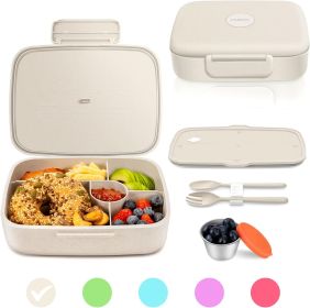 Bento Lunch Box, 5 Compartments Lunch Container for Kids/Adults with Snack cup, Wheat Fiber Eco-Friendly Double Insulated Boxes