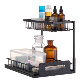2 Tier Pull Out Cabinet Organizer(10.7"W x 14.2"D ), Under Sink Organizer and Storage, Slide Out Drawer Cabinet Organizer, Wire Basket Sliding Shelf,