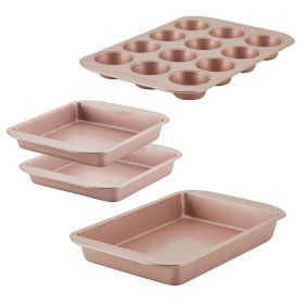 4 Piece Nonstick Bakeware Set, Rose Gold