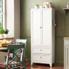 72 Inch White Pantry Cabinet with 2 Drawers, Freestanding Kitchen Storage Cabinet with Adjustable Shelves, Heavy-Duty Organizer for Spices, Dishware,
