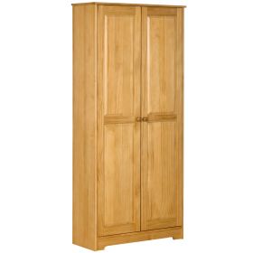 67" Pinewood Kitchen Pantry Storage Cabinet, Freestanding Cabinets with Doors and Shelves, Dining Room