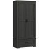 69" Tall Farmhouse Kitchen Pantry Cabinet with 2 Doors, Drawer and Adjustable Shelves for Dining Room, Black