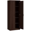 63" 2-Door Kitchen Pantry, Freestanding Cabinet with 2 Adjustable Shelves for Dining Room, Cinnamon Cherry Wood Grain