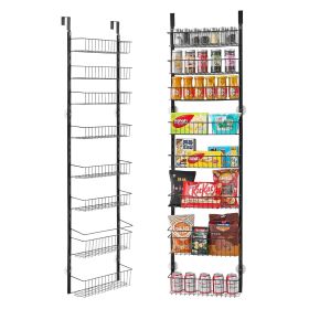 Over the Door Pantry Organizer, 8-Tier Pantry Organization and Storage, Heavy-Duty Steel Hanging Spice Rack, Adjustable Wall Seasoning Shelves, for Ho