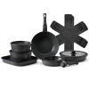 17 Piece Pots and Pans Set, Granite Nonstick Detachable Handle Cookware, Space Saving Induction Cookwares, Kitchen RV Cooking Sets with Frying, Sauce,
