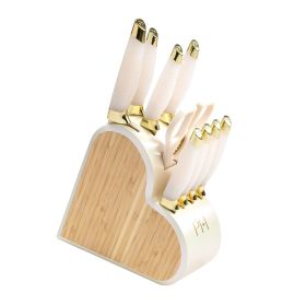 Heart-Shaped Knife Block Set, 10 Piece Set, White Iridescent