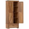 72" Farmhouse Pantry Cabinet with Adjustable Shelves, Kitchen Pantry Cabinet with 2 Doors, Brown