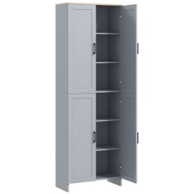 67" 4-Door Kitchen Pantry Cabinet, Freestanding Storage Cabinet Cupboard with Adjustable Shelves, Grey