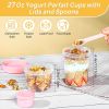 4 Pack 27oz Yogurt Parfait Cups with Lids and Spoons, Overnight Oats Containers, Reusable Topping Compartment for Breakfast with Yogurt, Cereal or Oat