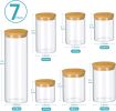 Glass Food Storage Jars, 7 Pack Kitchen Containers with Airtight Bamboo Wooden Lids for Pasta, Cookies, Nuts, Coffee Beans, Cereal, Canisters Set for
