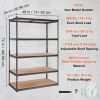Storage Shelving Unit, 5-Tier Adjustable, 2000 lbs Capacity, Heavy Duty Garage Shelves Metal Organizer Utility Rack, Black, 48" L x 24" W x 72" H for