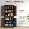 71" Coffee Tall Kitchen Pantry with 4 Doors, 2 Large Cabinets & Drawer for Efficient Storage