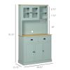 71" Freestanding Kitchen Pantry Modern Storage Cabinet Microwave Stand with Drawers Glass Doors Adjustable Shelves Home Solutions