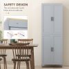67" 4-Door Kitchen Pantry Cabinet, Freestanding Storage Cabinet Cupboard with Adjustable Shelves, Grey