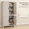 64" 4-Door Kitchen Pantry, Freestanding Storage Cabinet with 3 Adjustable Shelves for Kitchen, Antique White