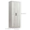 63" Kitchen Storage Cabinet, 5-tier Pantry Cabinet with Doors and Adjustable Shelves for Dining Room, Distressed White