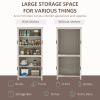 64" 4-Door Kitchen Pantry, Freestanding Storage Cabinet with 3 Adjustable Shelves for Kitchen, Antique White