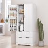 72" Modern Fluted Kitchen Pantry Cabinet with 2 Large Drawers & 8-Door Spice Rack, Freestanding Storage Organizer for Bathroom, Dining Room, Office, E
