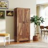 72" Farmhouse Pantry Cabinet with Adjustable Shelves, Kitchen Pantry Cabinet with 2 Doors, Brown