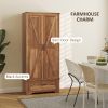 72" Farmhouse Pantry Cabinet with Adjustable Shelves, Kitchen Pantry Cabinet with 2 Doors, Brown