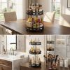 3-Tier Rotating Spice Rack Organizer – Carbon Steel 360° Metal Turntable, Multifunctional Kitchen Seasoning & Condiment Storage Rack, Space-Saving Cou