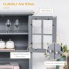 Freestanding Kitchen Buffet with Hutch, Cupboard with Doors, Shelves, Drawer, Microwave Space, Gray