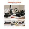 17 Piece Pots and Pans Set, Granite Nonstick Detachable Handle Cookware, Space Saving Induction Cookwares, Kitchen RV Cooking Sets with Frying, Sauce,