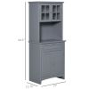 Freestanding Kitchen Buffet with Hutch, Cupboard with Doors, Shelves, Drawer, Microwave Space, Gray