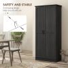 70" Tall Kitchen Pantry Cabinet with Door Shelves and Adjustable Shelves, Black Wood Grain