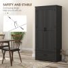 69" Tall Farmhouse Kitchen Pantry Cabinet with 2 Doors, Drawer and Adjustable Shelves for Dining Room, Black