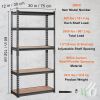 Storage Shelving Unit, 5-Tier Adjustable, 2000 lbs Capacity, Heavy Duty Garage Shelves Metal Organizer Utility Rack, Black, 30" L x 12" W x 60" H for