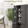 49" Floor Cabinet with Large Space, Farmhouse Pantry Storage w/ Adjustable Shelves, Cupboard for Home, Dining Room, Gray