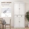 72" White Freestanding Kitchen Cabinet Pantry with Shelves, Spacious Storage Solution