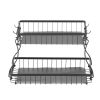 2 Tier Fruit Basket, Countertop Fruits Vegetable Bowl with Banana Hangers, Metal Wire Storage Stand for Kitchen Counter, Detachable Stackable Holder O