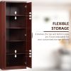 63" 2-Door Pantry Cupboard with 5-Tier Shelving and 2 Adjustable Shelves, Anti-Tipping, Espresso