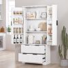 72" Modern Fluted Kitchen Pantry Cabinet with 2 Large Drawers & 8-Door Spice Rack, Freestanding Storage Organizer for Bathroom, Dining Room, Office, E