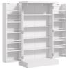Freestanding Kitchen Pantry Cabinet White with 5-Tier Shelf 12 Spice Rack Adjustable Shelves