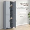 67" 4-Door Kitchen Pantry Cabinet, Freestanding Storage Cabinet Cupboard with Adjustable Shelves, Grey