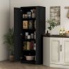 63" 2-Door Kitchen Pantry, Freestanding Cabinet with 2 Adjustable Shelves for Dining Room, Cinnamon Black Wood Grain