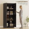 Farmhouse Pantry Cabinet, 71" Tall Kitchen Pantry Storage Cabinet with Soft-Close Hinges, Adjustable Shelves, Dark Brown