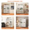 Kitchen Pantry Cabinet, Tall Storage Cabinet with Glass Doors & Adjustable Shelves, Cabinet Cupboard for Kitchen, Living Room, Dinning Room, White