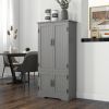 49" Floor Cabinet with Large Space, Farmhouse Pantry Storage w/ Adjustable Shelves, Cupboard for Home, Dining Room, Gray