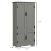49" Floor Cabinet with Large Space, Farmhouse Pantry Storage w/ Adjustable Shelves, Cupboard for Home, Dining Room, Gray